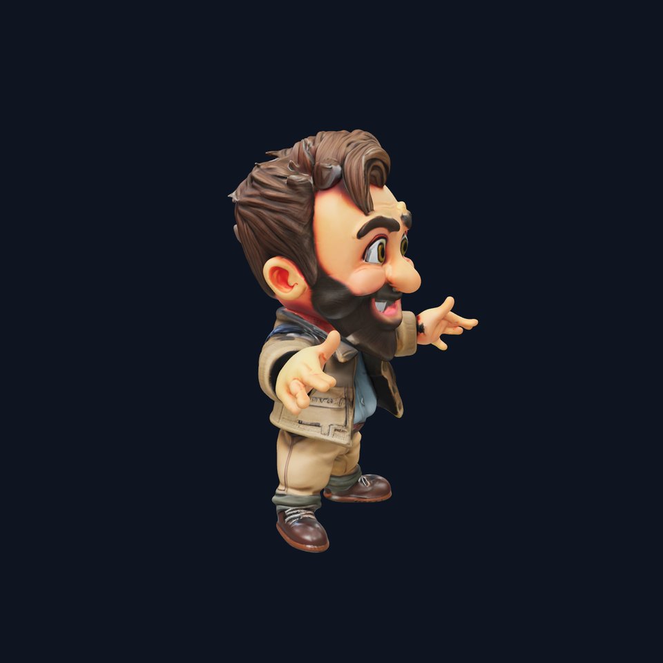 Bearded Explorer Rigged and Animated D Character Model